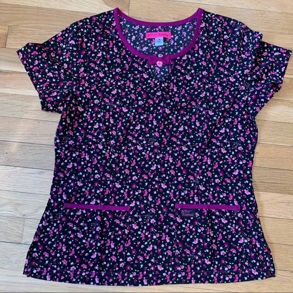 Betsey Johnson Rose Scrub Top